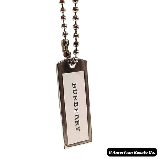 Vintage Burberry White and Silver Bag Charm Keychain Fob Purse Charm- Authentic
