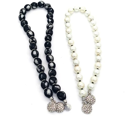 White House Black Market Faux Pearl Two Piece  Necklace Set  CZ $90 Retail 