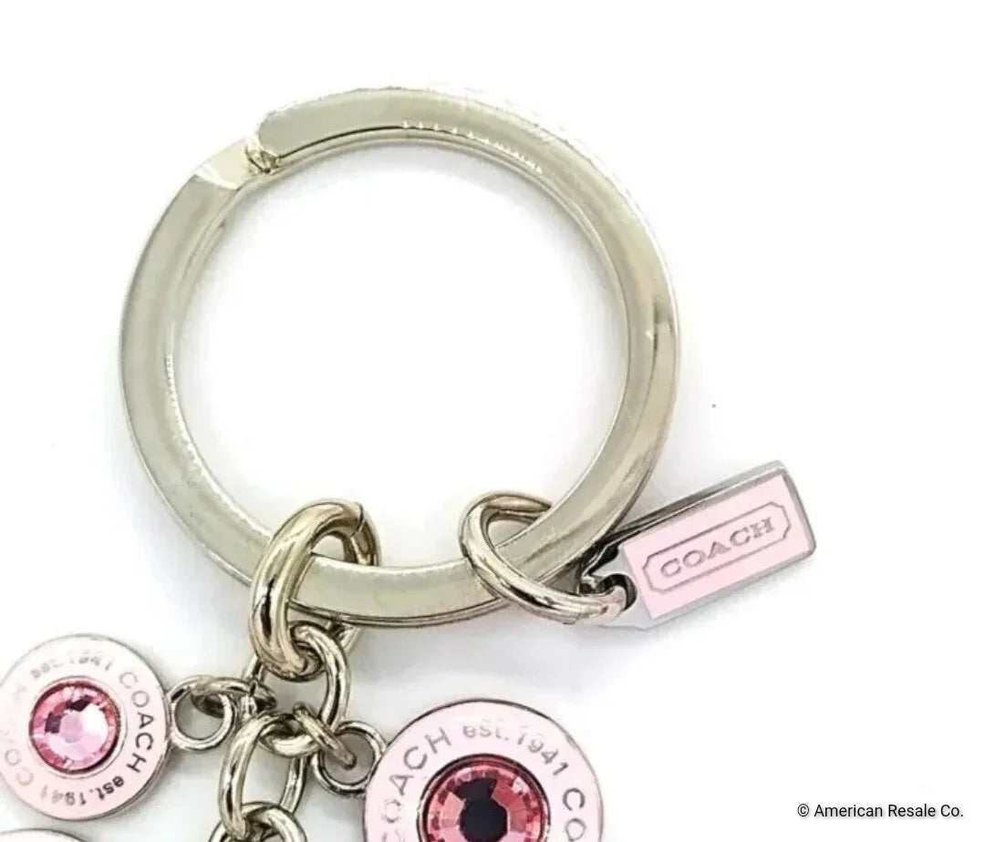 NEW IN BOX COACH Signature Pink Diamond CZ gemstone Charm Fob Keychain-Vintage