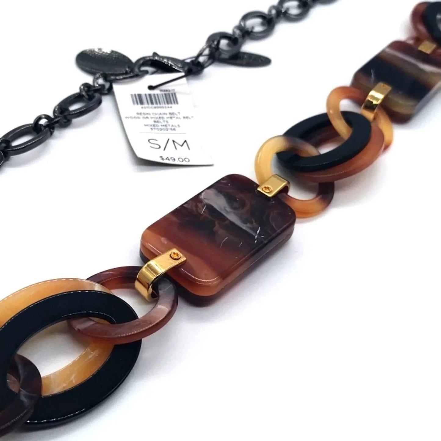 $50 NWT CHICO'S Resin Chain Belt Size Small/Medium