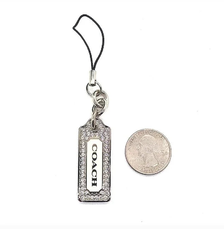 Rare COACH LOZ Pave Lanyard Diamond Enamel Keychain FOB CZ Purse Charm Tag #8865