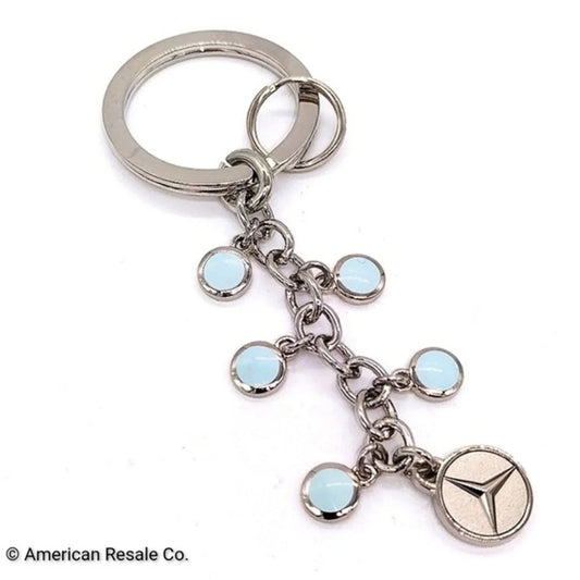 Genuine Mercedes Benz Multi Charm  Keychain Fob Purse Charm Silver and Blue-OEM