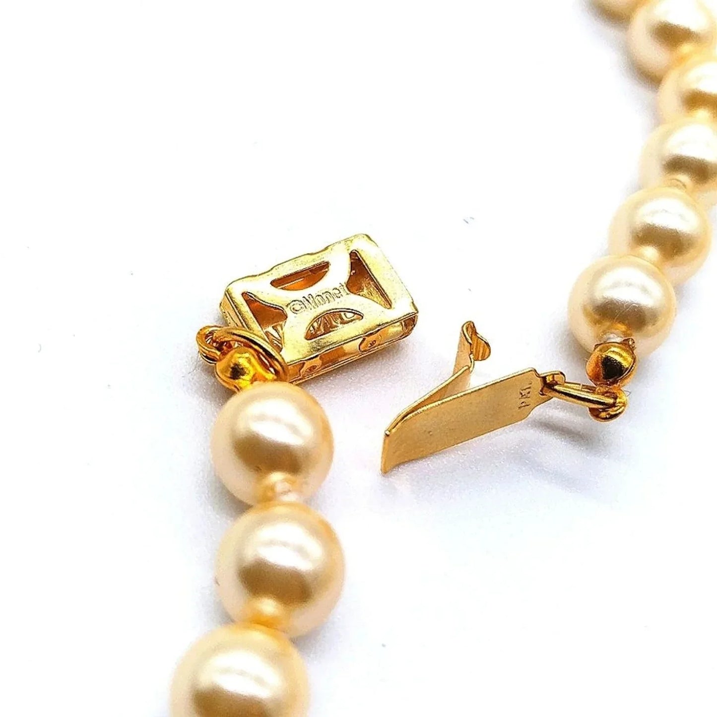 1970s 60" MONET Vintage Oyster Cream Knotted Glass Pearl Necklace-Rare-Unworn!