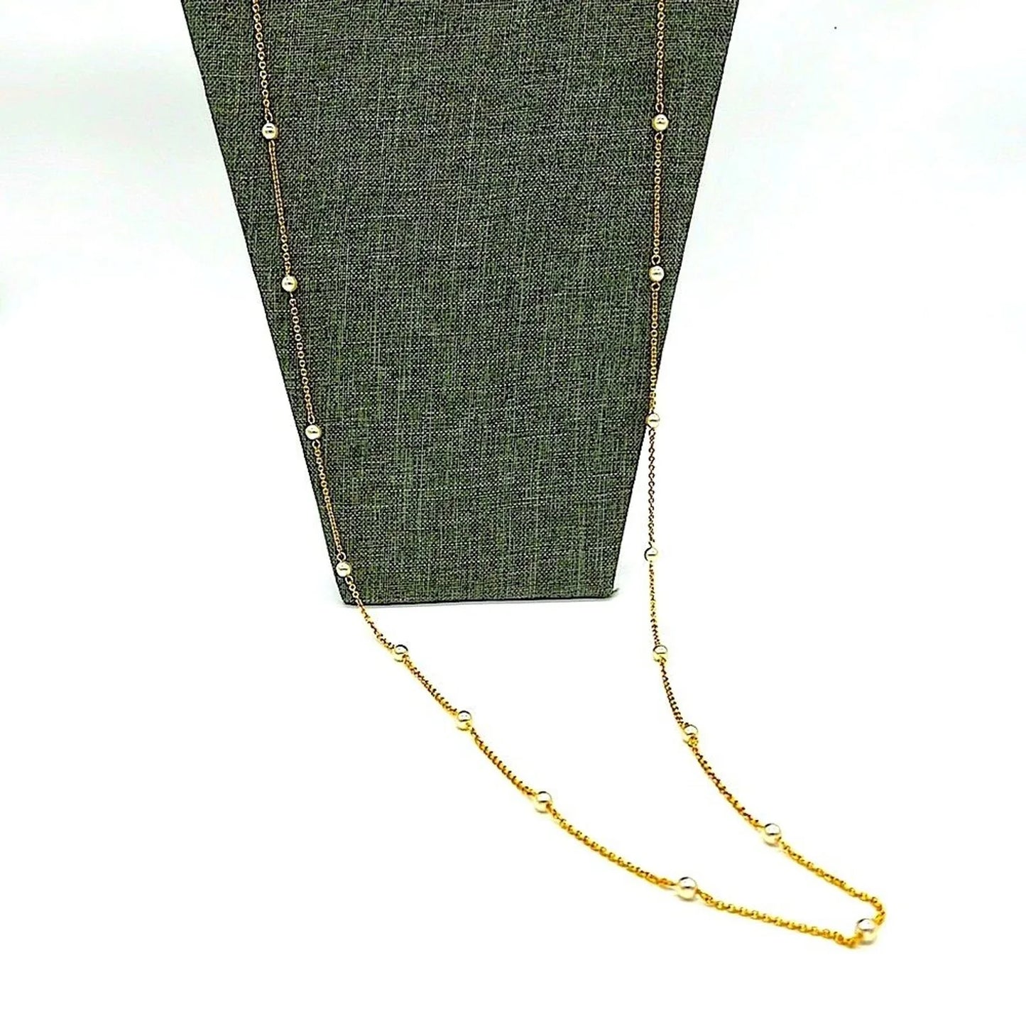 New JOAN RIVERS Vintage 48” Gold Glass Pearl Station Layered Statement Necklace