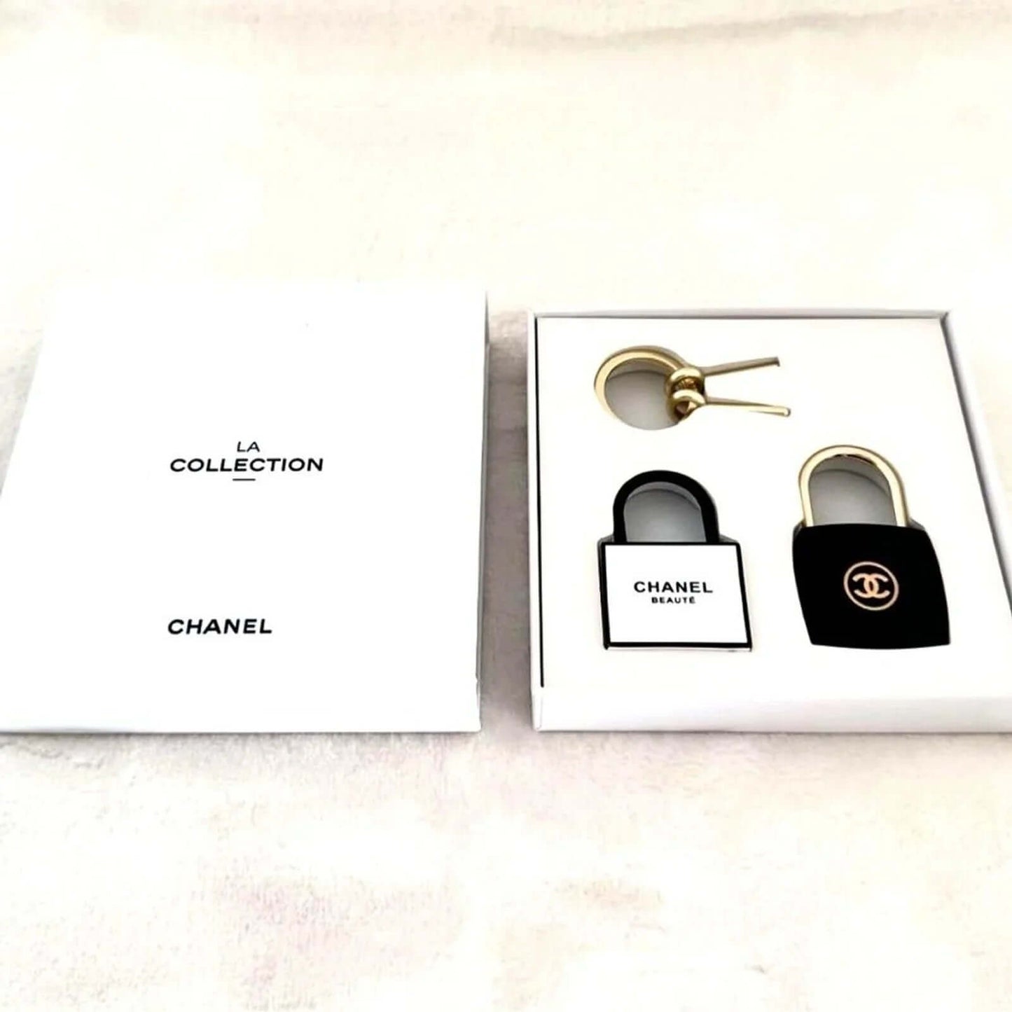 CHANEL PadLock Lock & Key Set Rare VIP Charm Keychain