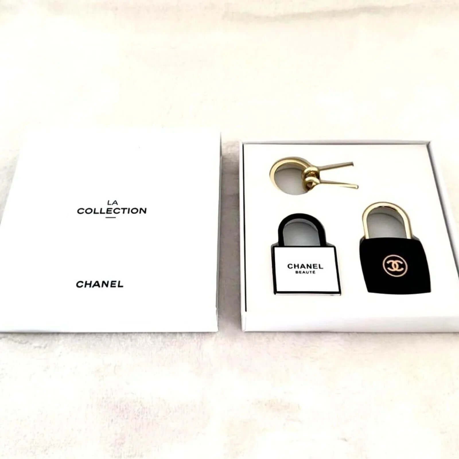 CHANEL PadLock Lock & Key Set Rare VIP Charm Keychain