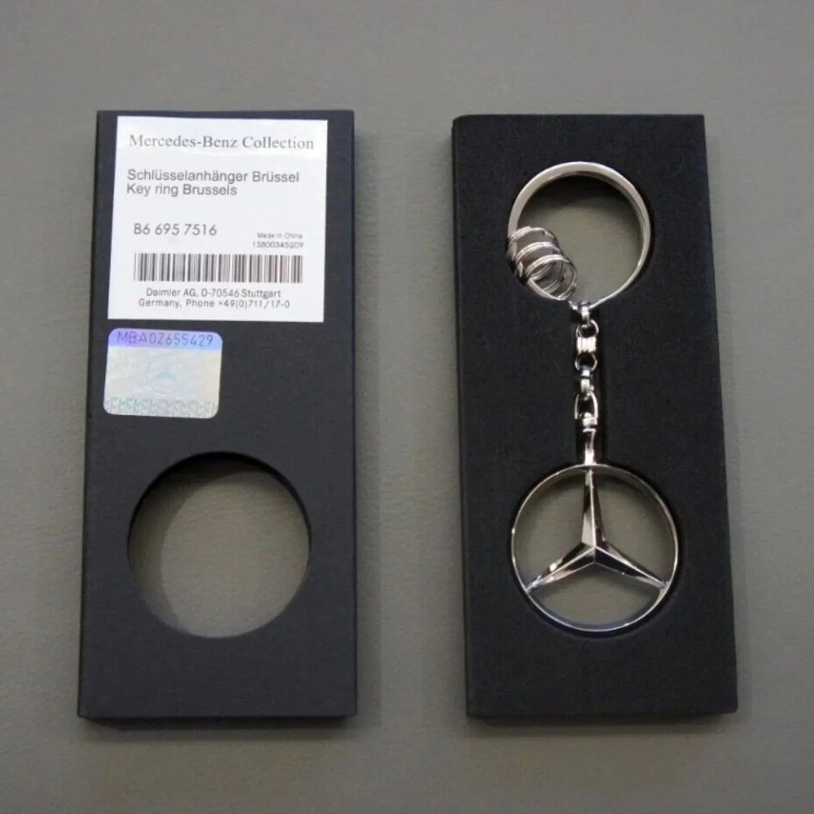 New Genuine OEM Mercedes-Benz Brussels Silver Stainless Steel Keychain B66957516