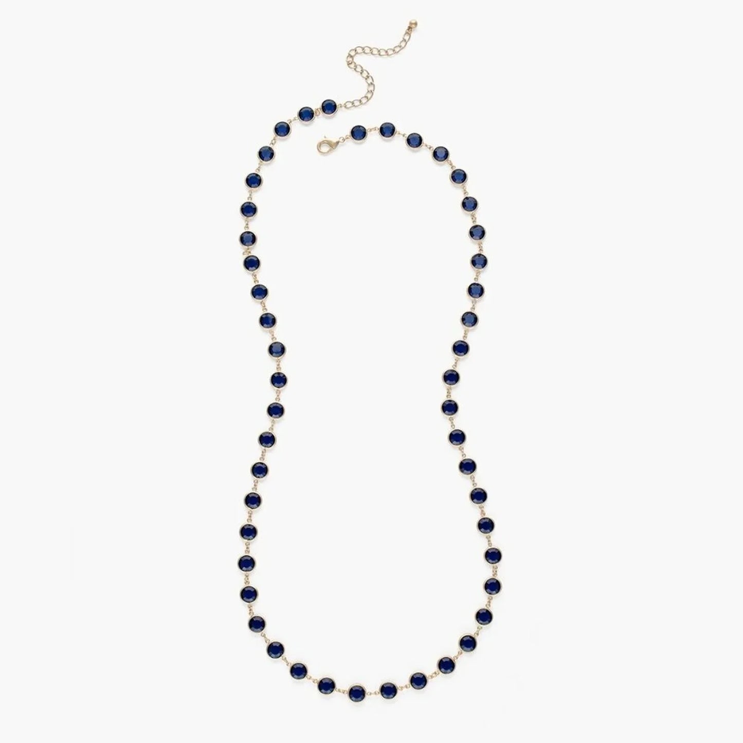 $50 CHICO'S Single Strand Blue Simulated Sapphire Necklace-Matte Gold