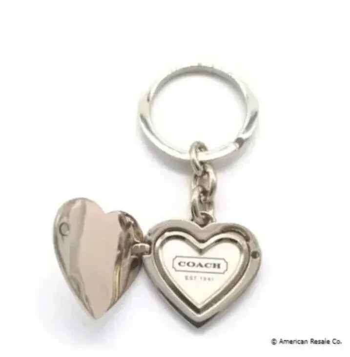 COACH Vintage Neon Pink Heart Locket Purse Charm Keychain Fob