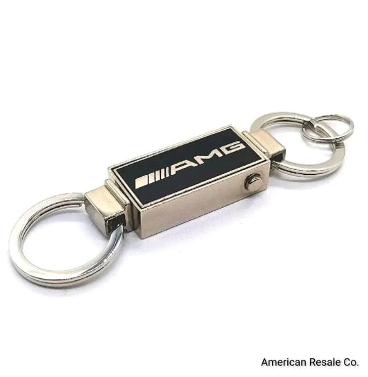 Black Mercedes Benz AMG Vintage Dual Keychain Fob Detachable for Valet-OEM-Rare.