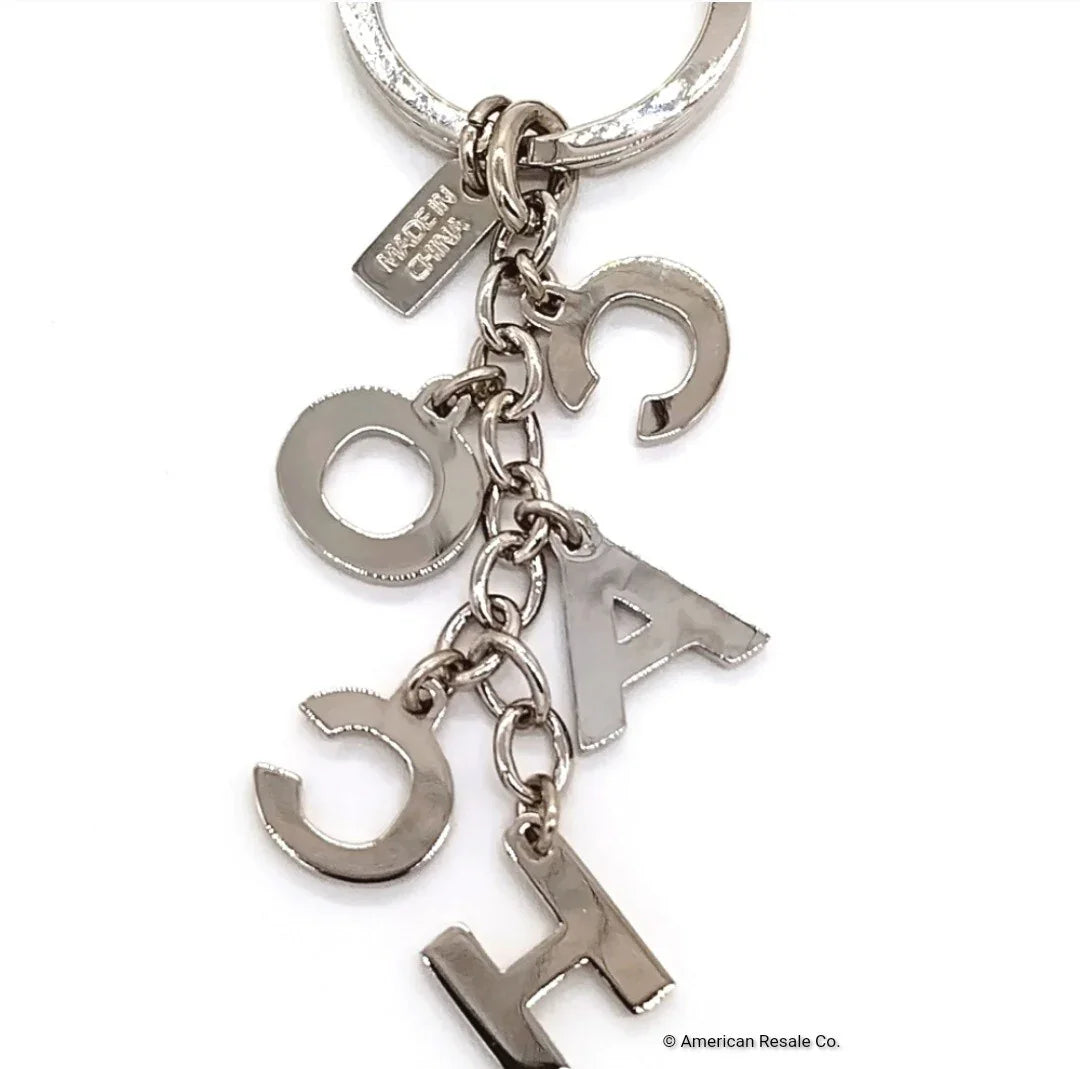 Rare COACH Crystal Pave Silver Multi Charm Keychain Key Ring FOB Accessory 