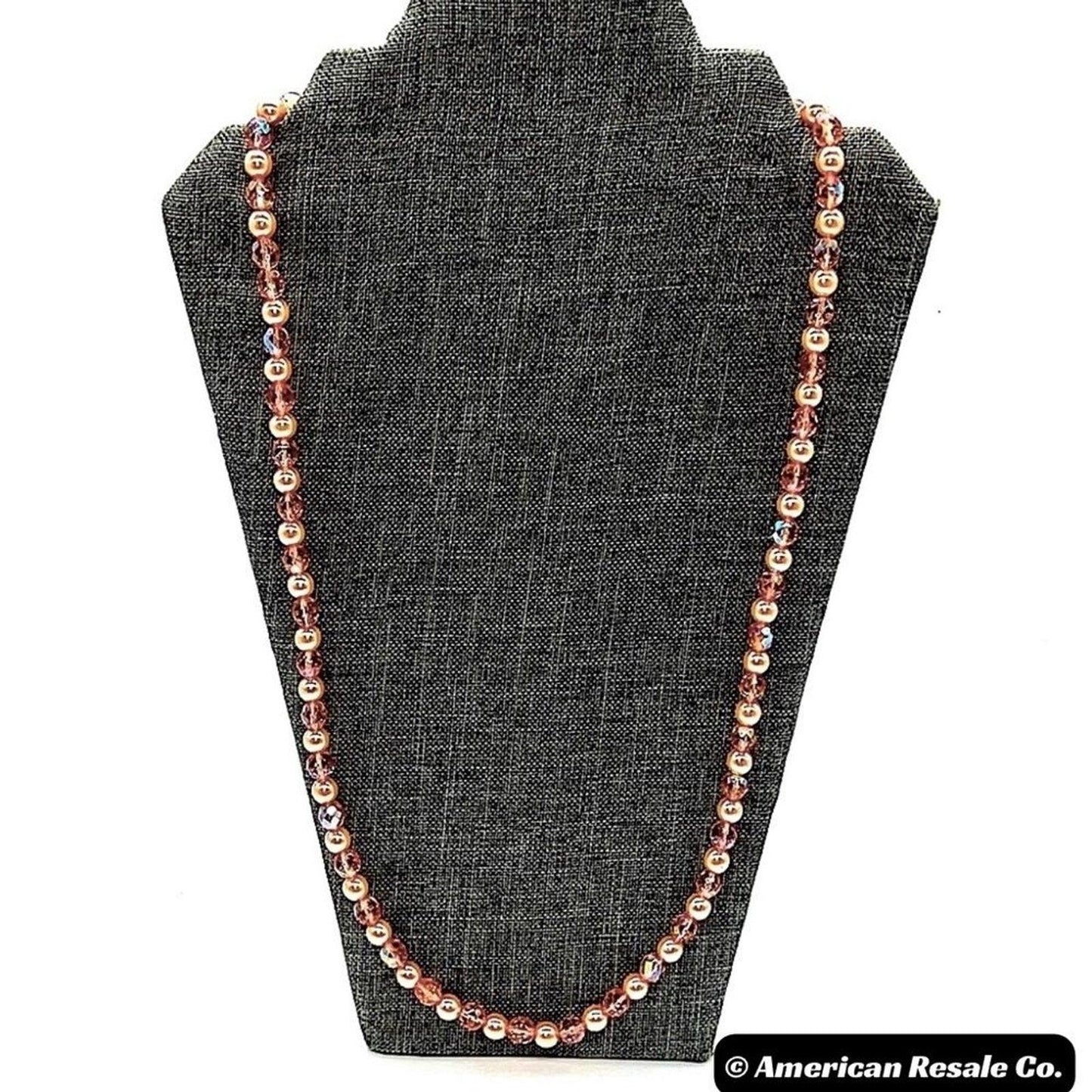 New JOAN RIVERS Vintage 30” Borealis Pink Beaded Cream Glass Pearl Necklace