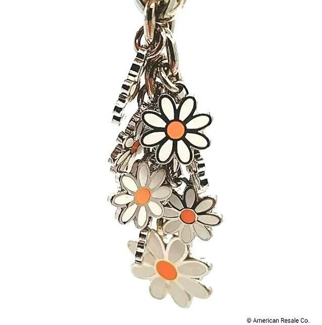 50% off! Rare COACH Enamel Multi Daisy Flower Keychain Fob Purse Charm-Vintage!