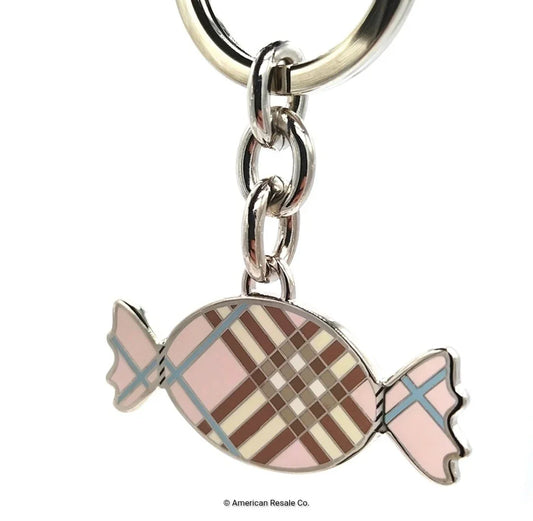 $129 Vintage BURBERRY Nova Check Candy Keychain Fob Purse Charm-Authentic