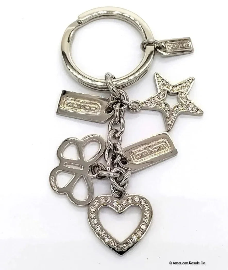 Rare COACH Pave Multi Fob Crystal Butterfly Heart Star Keychain Fob Charm CZ