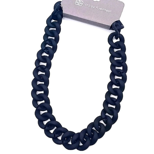 Rare Vintage DAISY FUENTES Resin Chain Link Necklace in Black