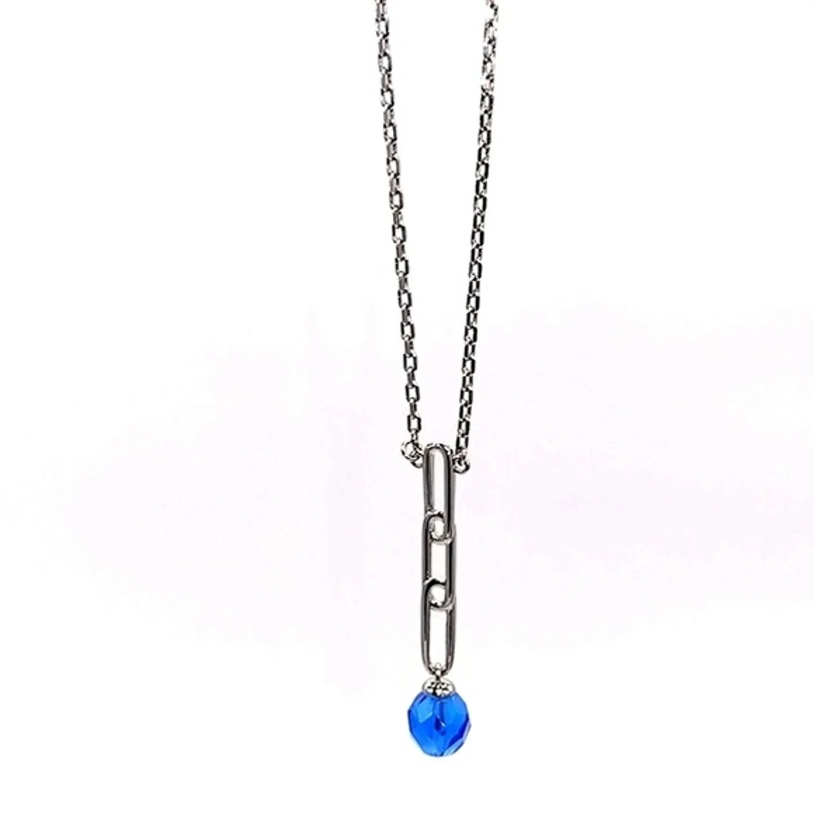 $48 Calvin Klein CK Minimalist Sapphire Blue Swarovski Bead Pendant Necklace