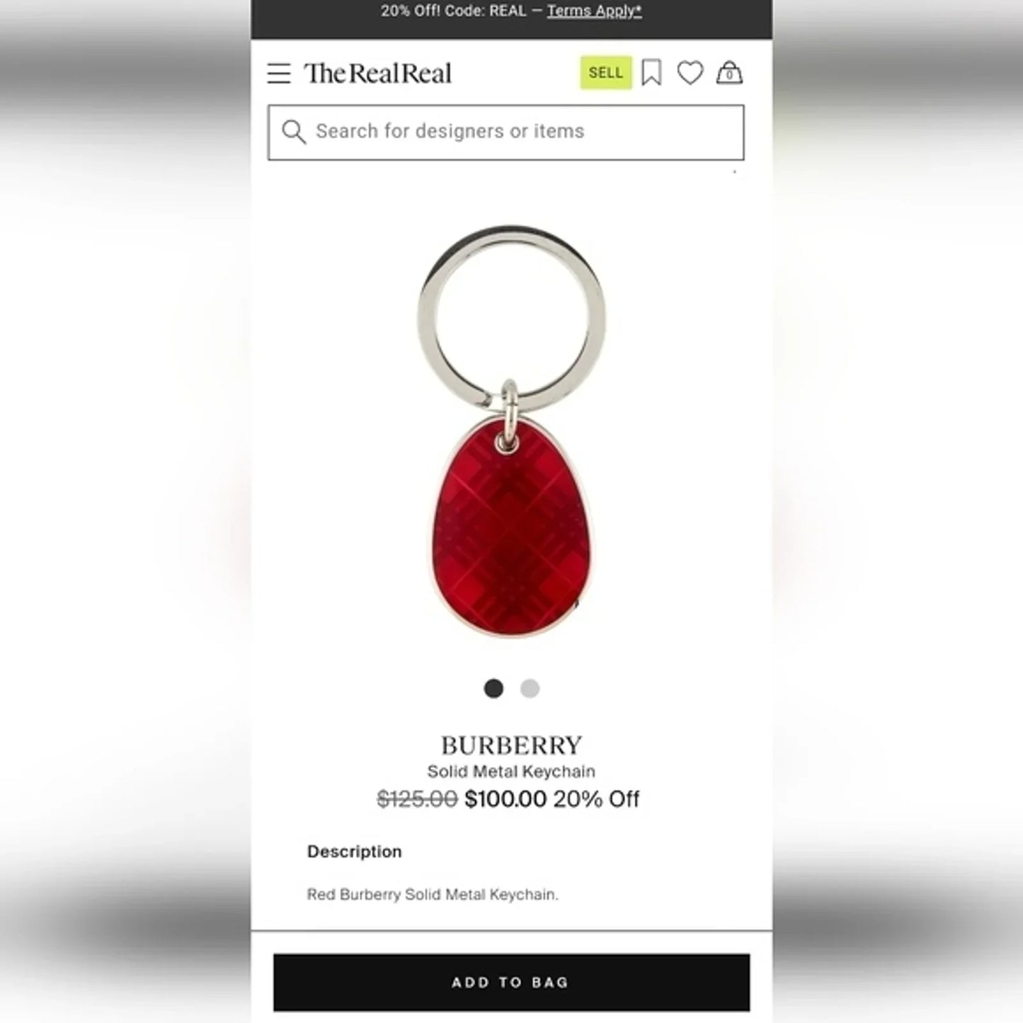 BURBERRY Vintage Nova Check Oval Teardrop keychain fob charm in Red. Unisex