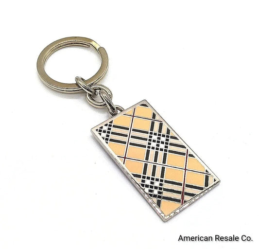 Vintage BURBERRY Nova Check Rectangle Keychain Purse Charm fob-men women unisex