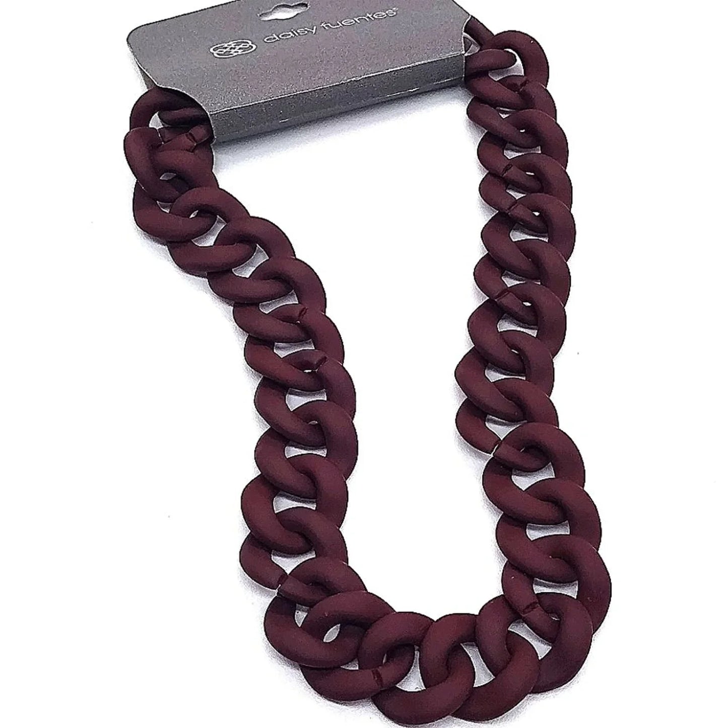 Rare Vintage DAISY FUENTES Resin Chain Link Necklace in Espresso Brown