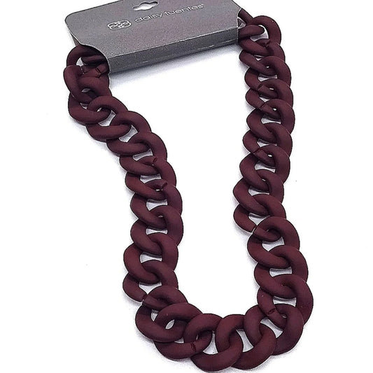 Rare Vintage DAISY FUENTES Resin Chain Link Necklace in Espresso Brown