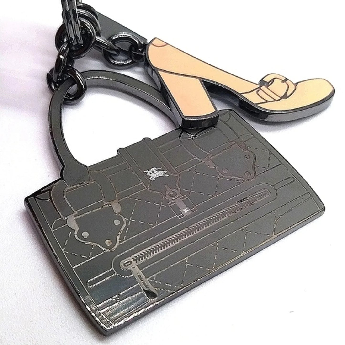 Vintage Burberry Plaid Purse and Heel Keychain FOB Tigger Snap Purse Charm