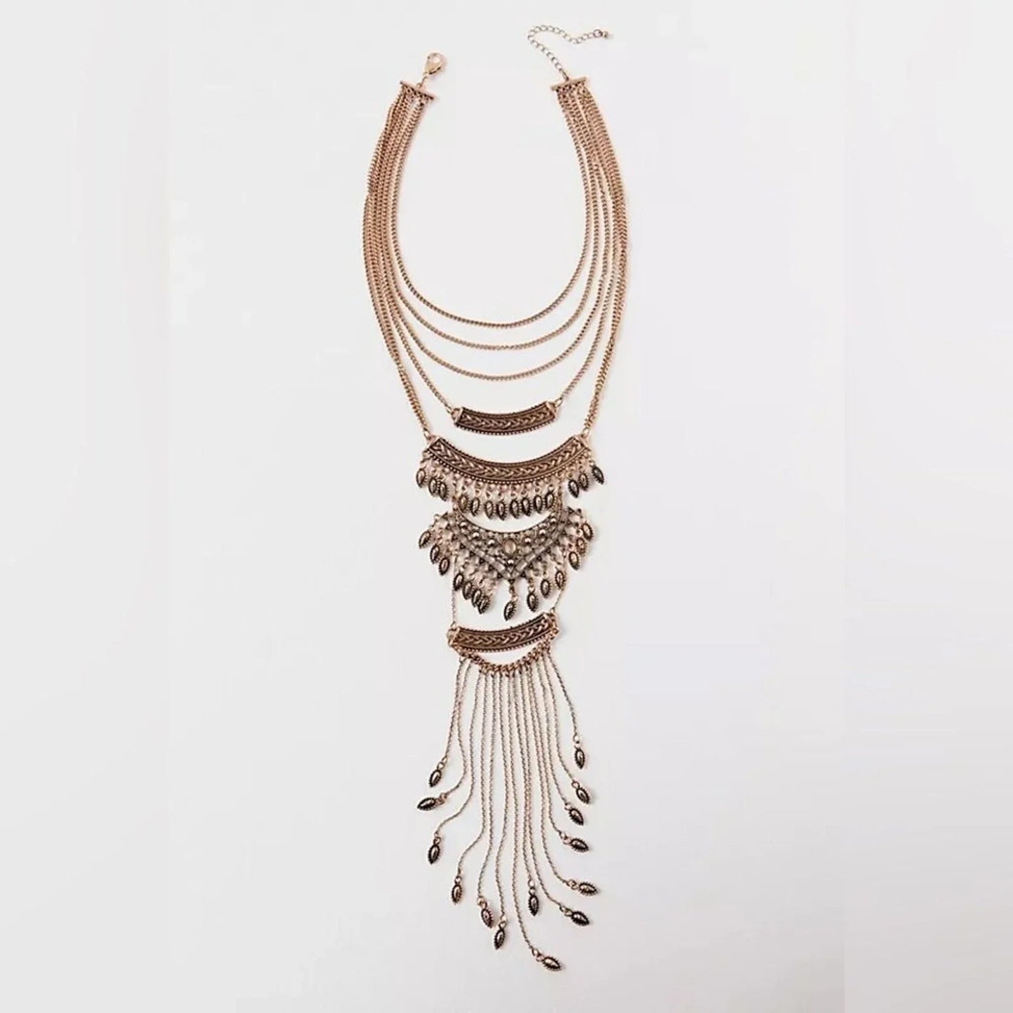 FREE PEOPLE Rapture Boho Layered Statement Necklace In Gold $87.
