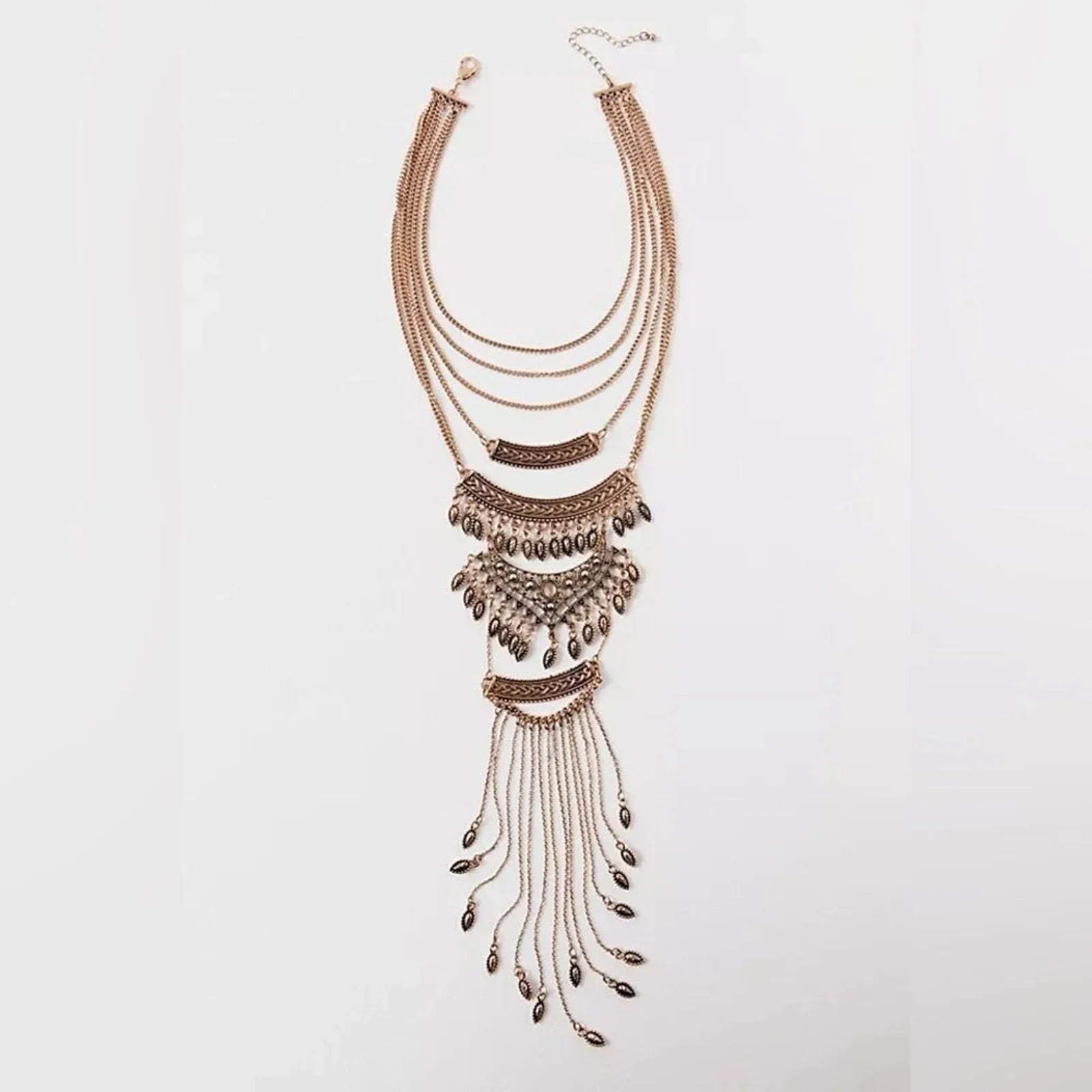 FREE PEOPLE Rapture Boho Layered Statement Necklace In Gold $87.