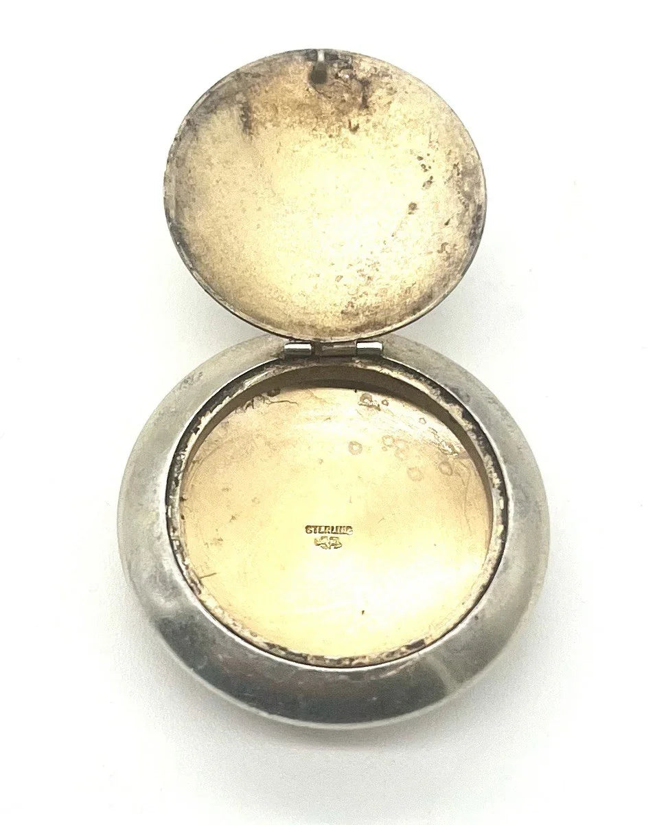 Antique IHS GOLD Sterling Silver Oil Stock, Oilstock w/Ring PYX SF chalice co.