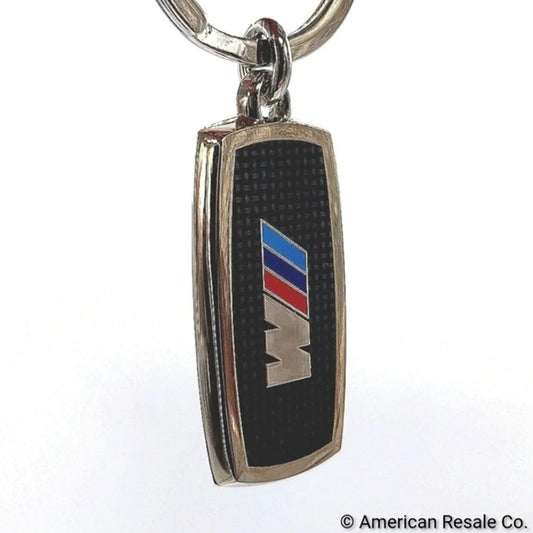 Authentic Vintage BMW Black M Power Logo Stainless Steel Chrome Keychain Key Fob