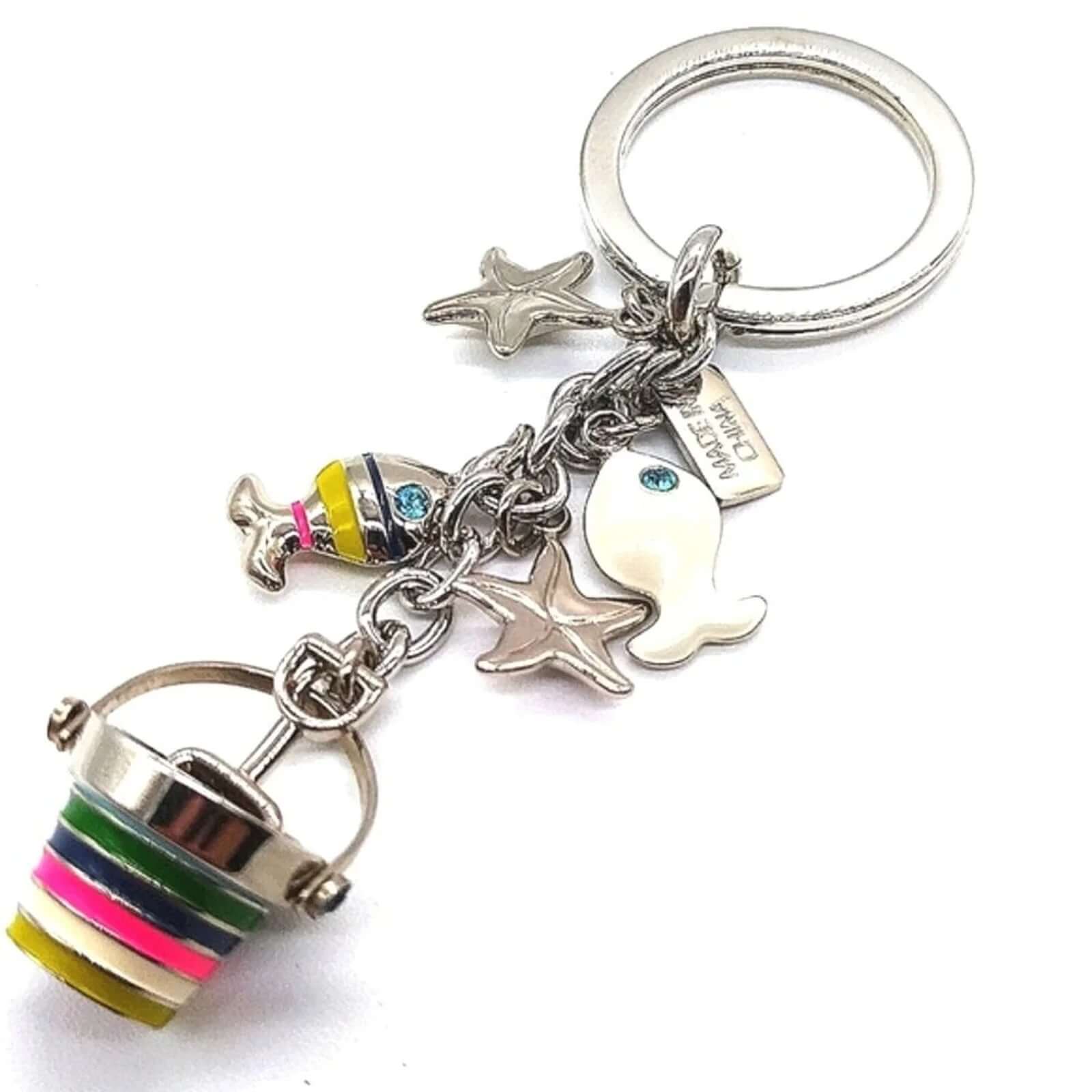 Rare COACH Pave Beach Fish Starfish Bucket Keychain Fob Purse Charm 92097