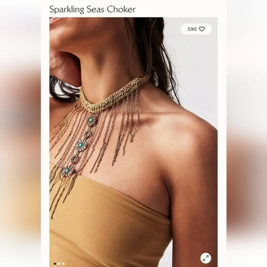 50% off! Free People FP Sparkling Seas Choker Necklace $48 Retail
