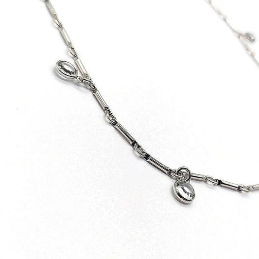 KJL Kenneth Jay Lane Vintage Crystal Silver Station Necklace 18"