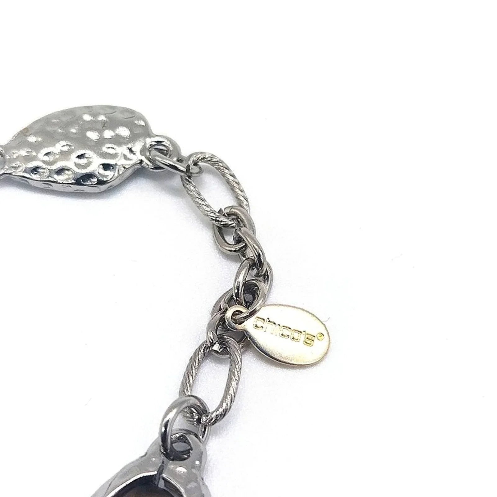 CHICO'S Topaz Citrine Gemstone Statement Layered Convertible Necklace in Silver