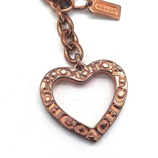 Vintage Rare Pre-Owned COACH Copper Heart Trigger Snap Keychain Fob Purse Charm