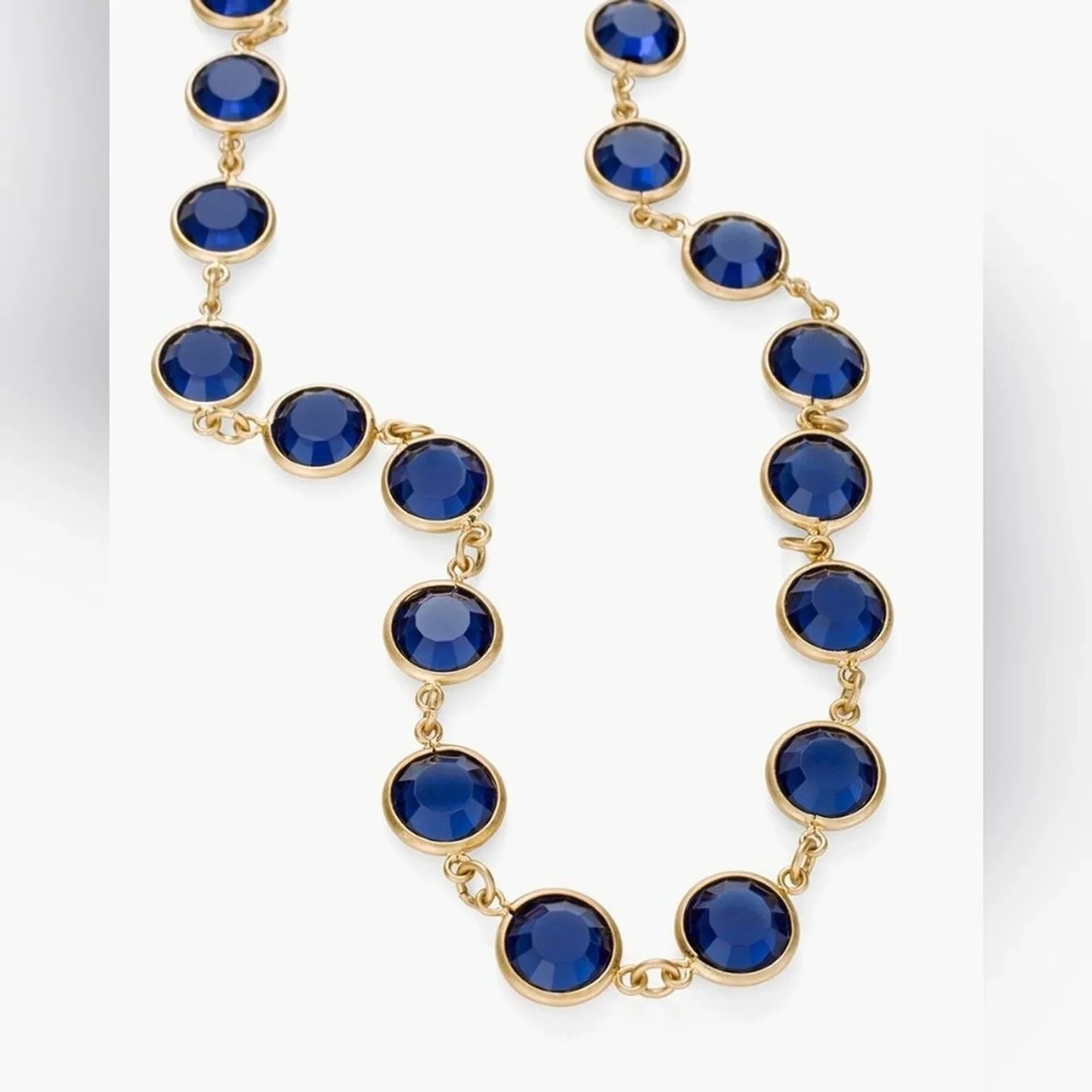 $50 CHICO'S Single Strand Blue Simulated Sapphire Necklace-Matte Gold