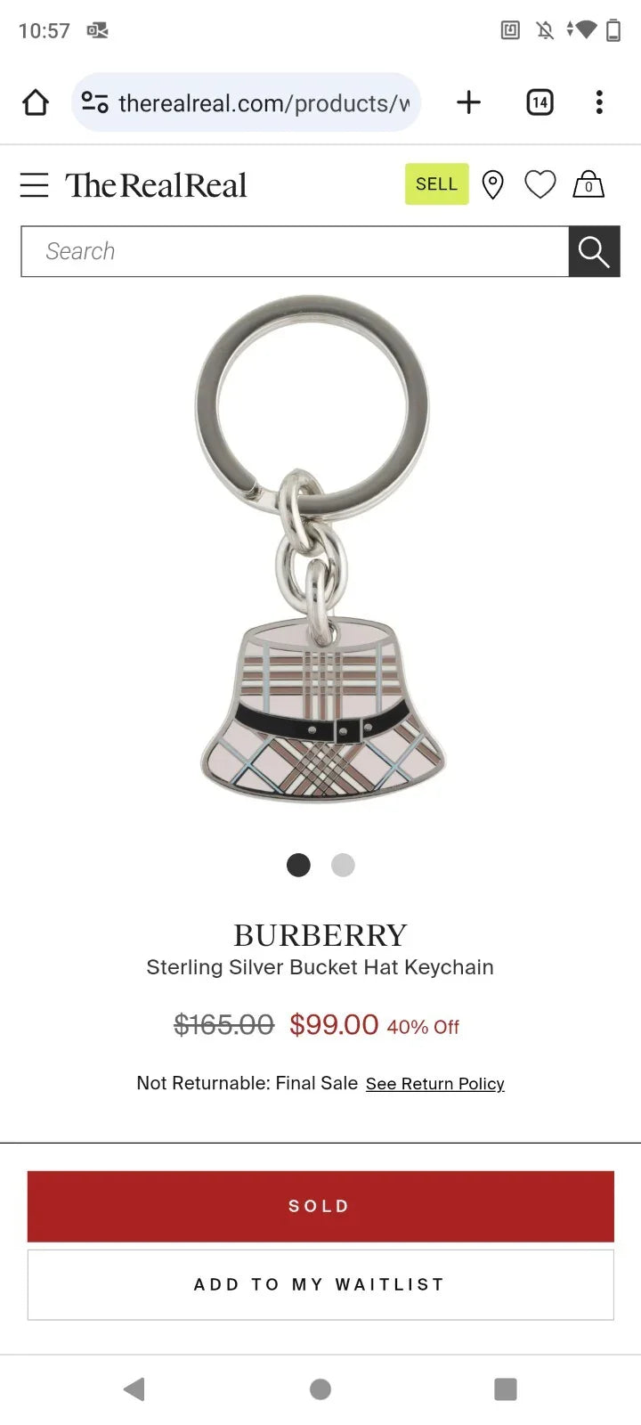 Vintage BURBERRY Nova Check Bucket Hat Keychain Fob Purse Charm-Unisex