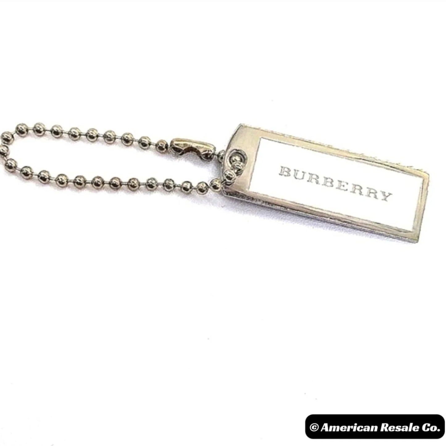 Vintage Burberry White and Silver Bag Charm Keychain Fob Purse Charm- Authentic