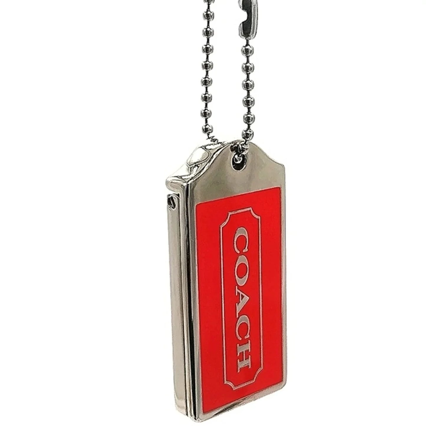 Coach Orange Tangerine Keychain Key Fob Purse Charm Hangbag Tag with Mirror 