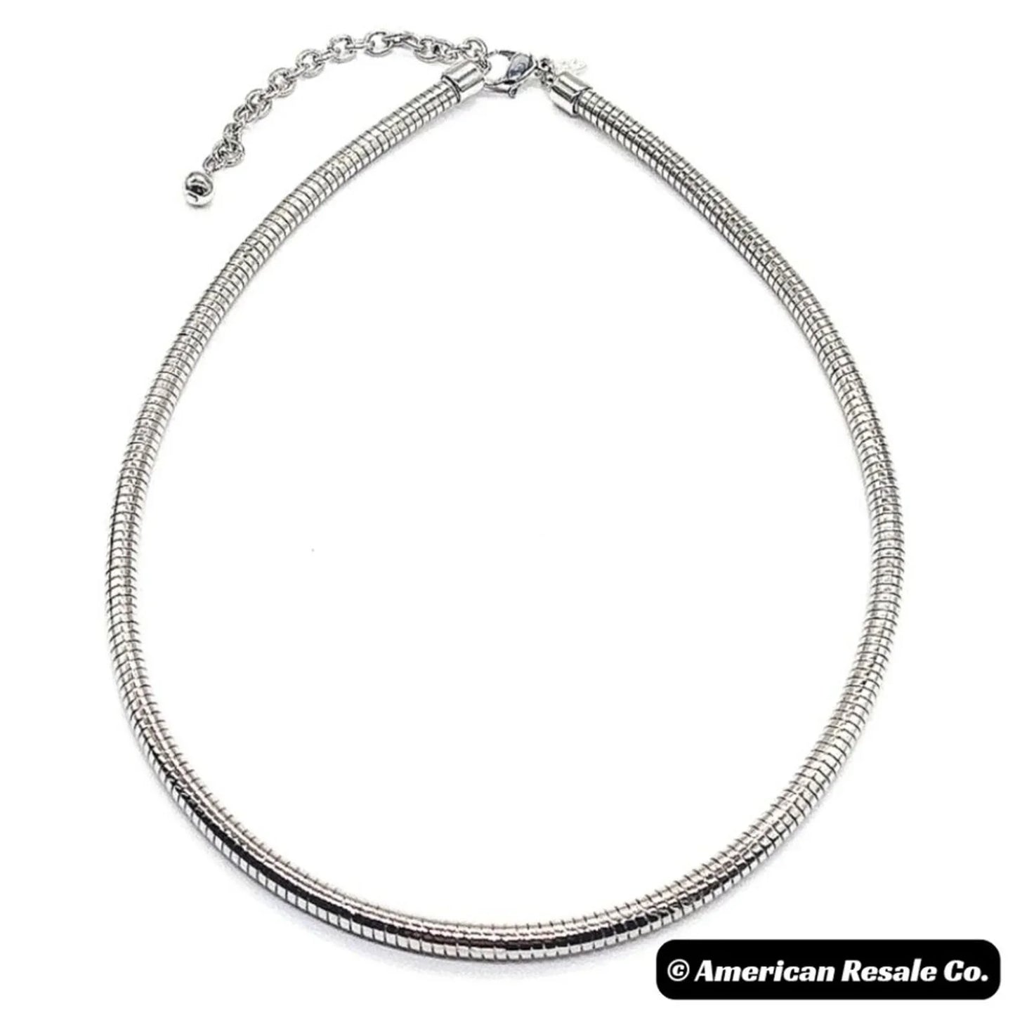 Vintage JOAN RIVERS 18" Silver Snake Omega Choker Collar Necklace- Rare