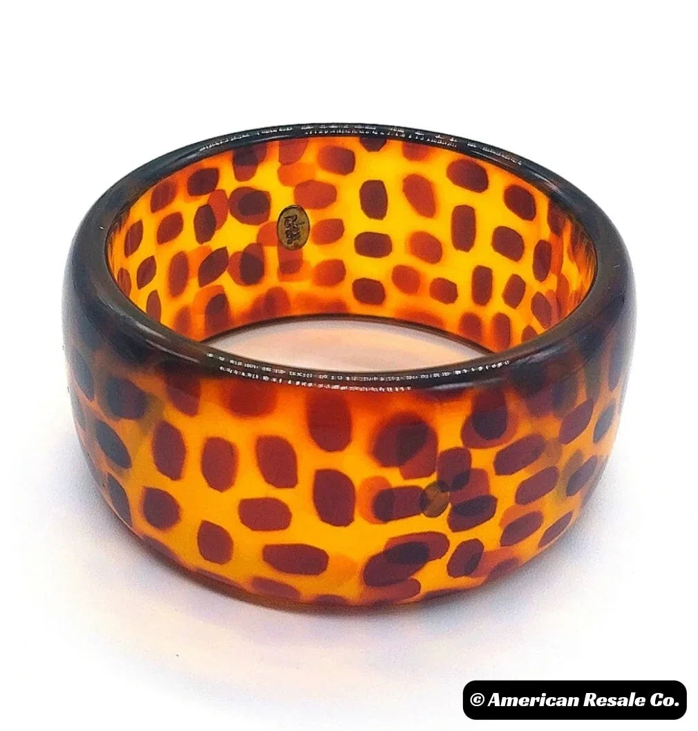 New Vintage JOAN RIVERS Signed Lucite Simulated Tortoise Bangle Bracelet-QVC