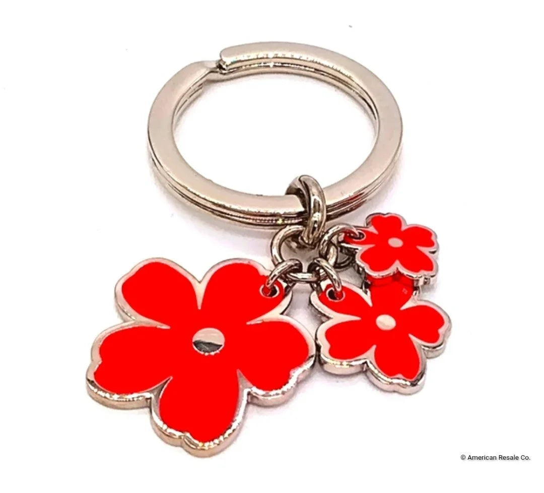 Burberry Prorsum Red Flower Bloom Key Fob Purse Charm Handbag tag