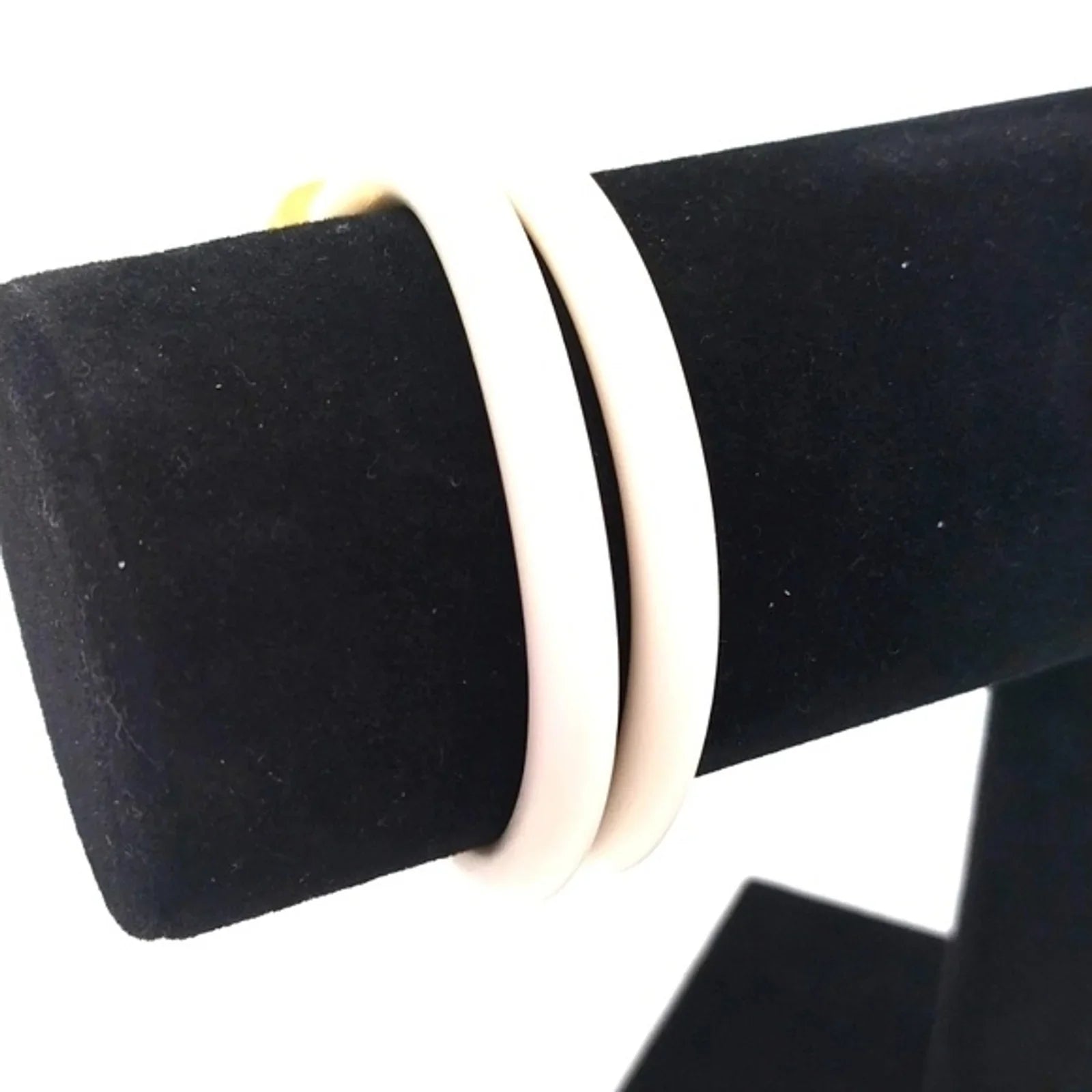 Alexander McQueen Double Layered White and Gold Rubber Corded Bracelet