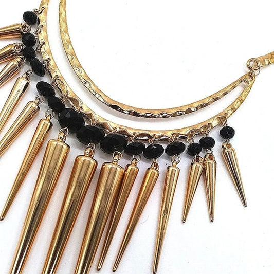 NEW CHICO'S Gold Hammered Statement Collar Bib Necklace