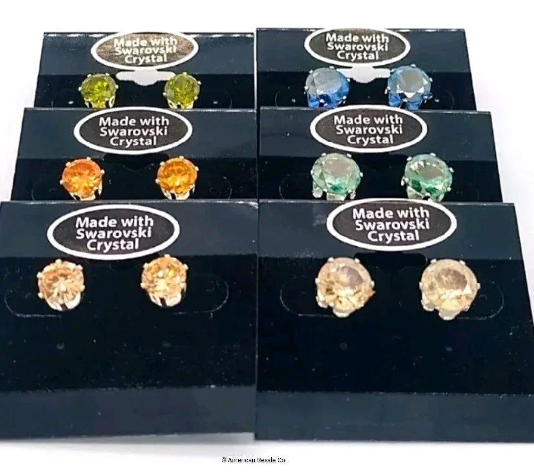 Made with Swarovski® Crystal Elements Stud Earrings 8mm 9mm 