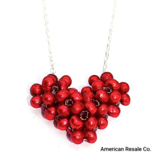 Cultured Freshwater Pearl Heart Pendant Necklace in Sterling Silver