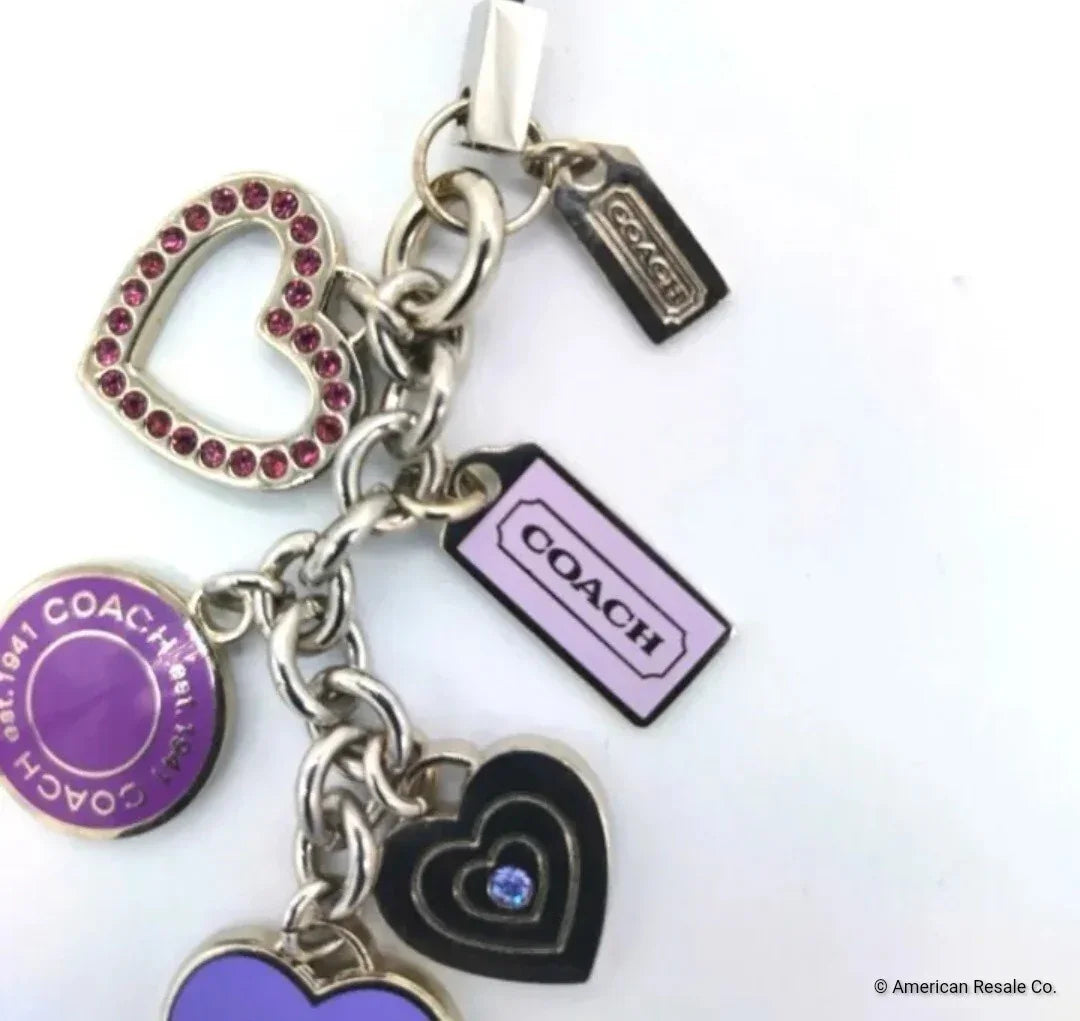 Rare COACH Triple Heart Lanyard, Cell Phone Charm, Purse, Add to Keychain