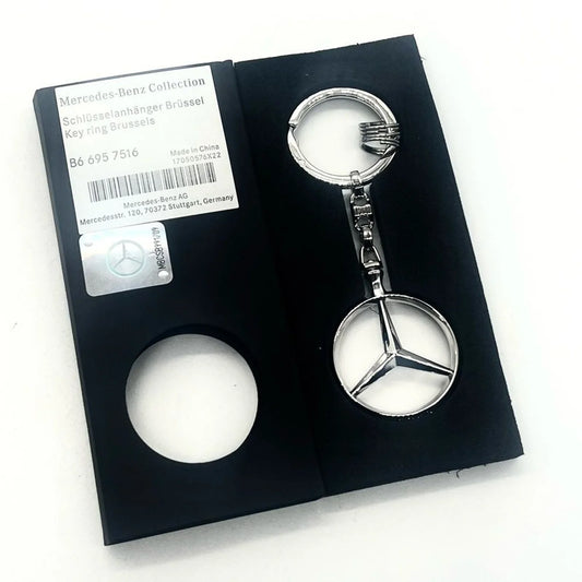 New Genuine OEM Mercedes-Benz Brussels Silver Stainless Steel Keychain B66957516