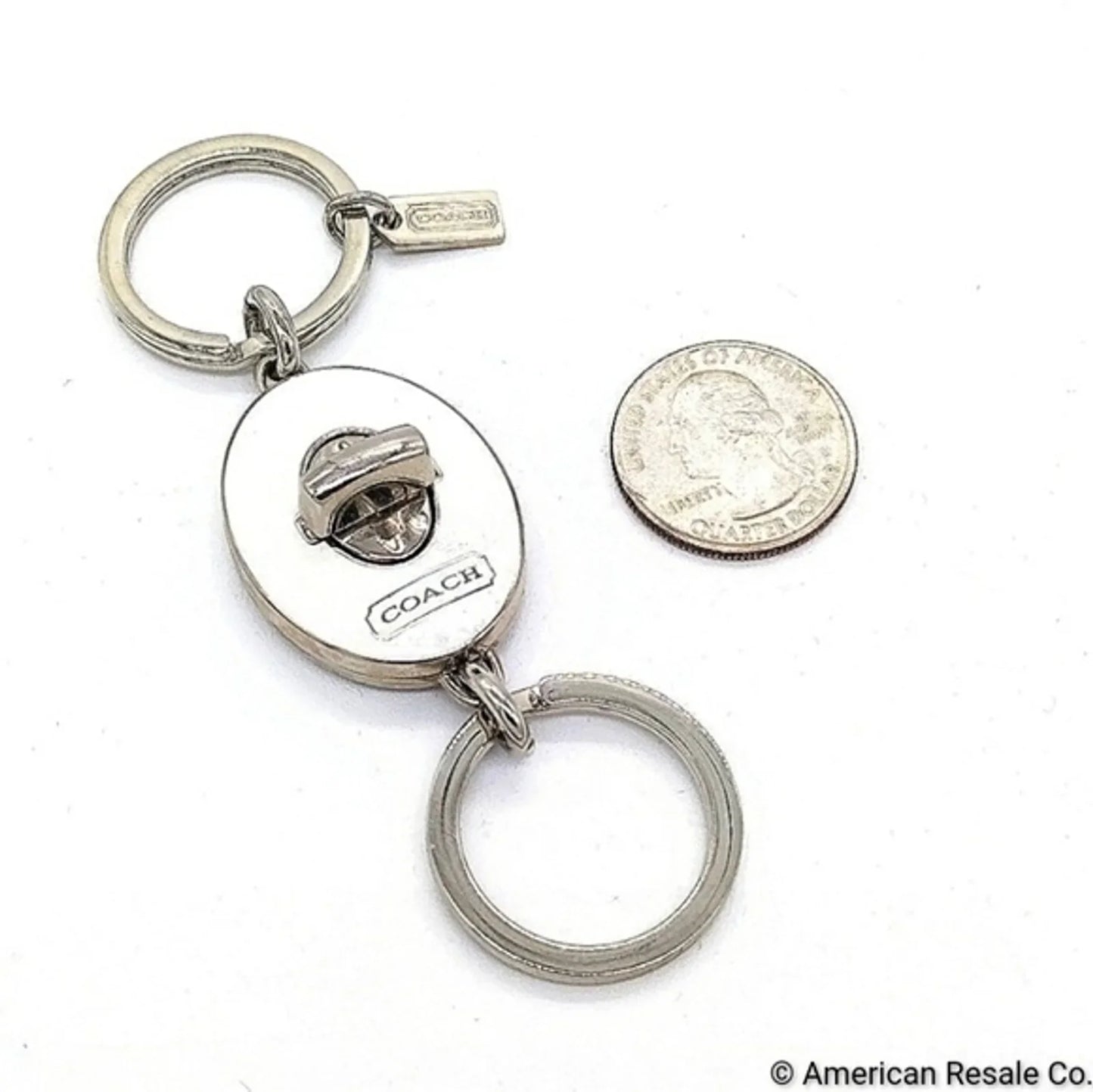COACH Vintage White Dual Fob Keychain Purse Charm Key ring-Rare