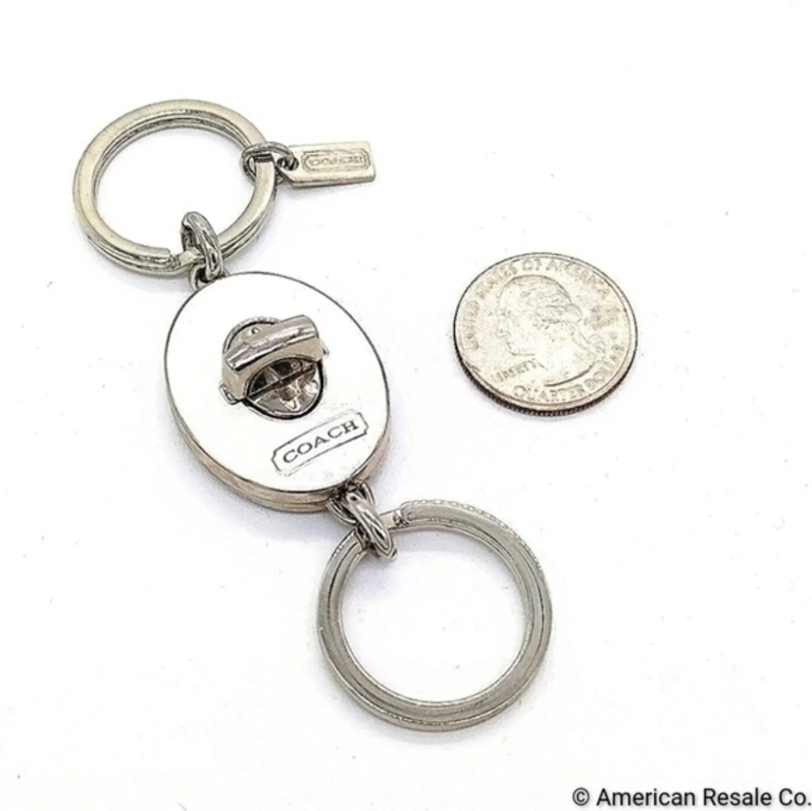 COACH Vintage White Dual Fob Keychain Purse Charm Key ring-Rare